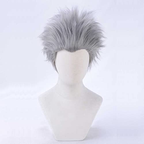HBYLEE Cosplay Perücke,Devil May Cry 5 Vergil Cosplay Perücke,Short Silver Grey Perücke,Mit Kostenloser Perückenkappe,Halloween Kostüm Perücke,für Party Karneval Weihnachten[Farbe:nach Plan] von HBYLEE
