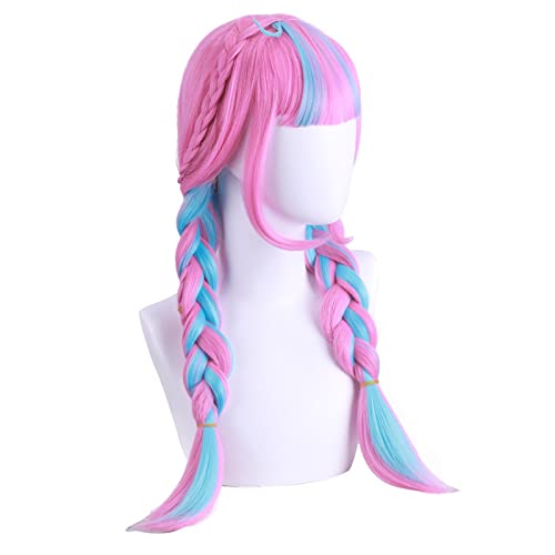 HBYLEE-Cosplay Wig For Anime Hololive Minato Aqua Wig Mixed Blue Pink Braids Double tail Long hair Cute Girl Halloween Cosplay Wig[Farbe:blue] von HBYLEE