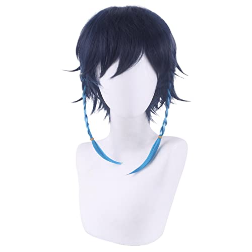 HBYLEE-Cosplay Wig For Genshin Impact Venti Wig Gradient Short Braide Venti Halloween Carnival Party Role Play Wig[Farbe:Gradient] von HBYLEE