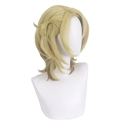 HBYLEE-Cosplay Wig For VTuber NIJISANJI EN Luca Kaneshiro Short Gold Hair Halloween Party Cos Props[Farbe:Golden] von HBYLEE