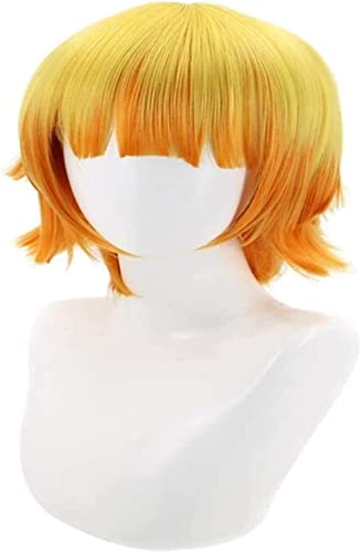 HBYLEE- Demon Slayer Agatsuma Zenitsu Anime Perücke Cosplay Kurze Haare Comic- Con Halloween Party Carnival Männer und Frauen Anime Fans Geschenk [Farbe: Gelb ] von HBYLEE