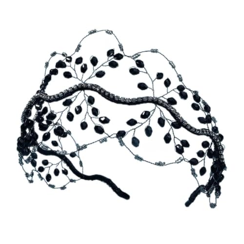 HBYLEE -Diamant-Tiara, barocke Braut, schwarzer Stein, Kristallkronen, Tiara, Blume, handgefertigt, Braut-Diadem, Königin-Krone für Hochzeit, Stirnbänder, Haarschmuck(Farbe:illustriert) von HBYLEE