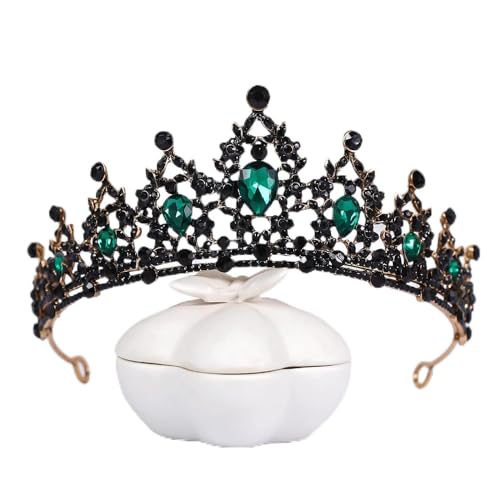 HBYLEE -Diamant Tiara Grün Kristall Krone Braut Haarschmuck Strass Kristall Hochzeit Accessoires Krone Tiara Kopfschmuck(Farbe:illustriert) von HBYLEE