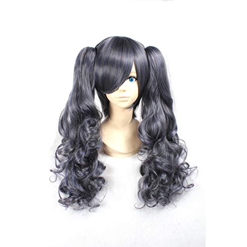 HBYLEE- Dunkelgrau Extra Lang Lockig mit 2 Pferdeschwanz Perücke Schwarzer Butler Ciel Phantomhive für die Halloween Party Cosplay Perücken[Farbe:dunkelgrau] von HBYLEE