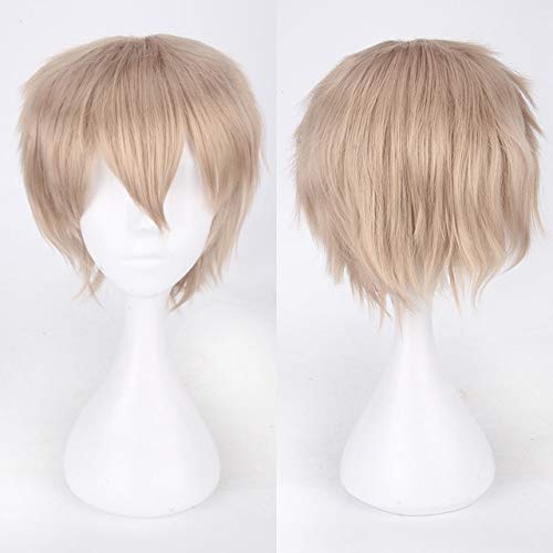 HBYLEE- Günstige Kunsthaar Kurze Wellige Männer Perücke Cosplay Schwarz Weiß Blond Braun Lila Rosa Blau Rot Orange Grau Silber Anime perücken grau silber[Farbe:grau silber] von HBYLEE
