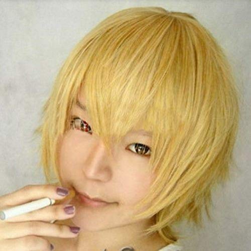 HBYLEE- Günstige Perücken Für Männer Kunsthaar Heiwajima Shizuo Halloween Kostüm Party Rot Schwarz Grün Rosa Lila Gelb Weiß Cosplay Perücke gelb[Farbe:Gelb] von HBYLEE