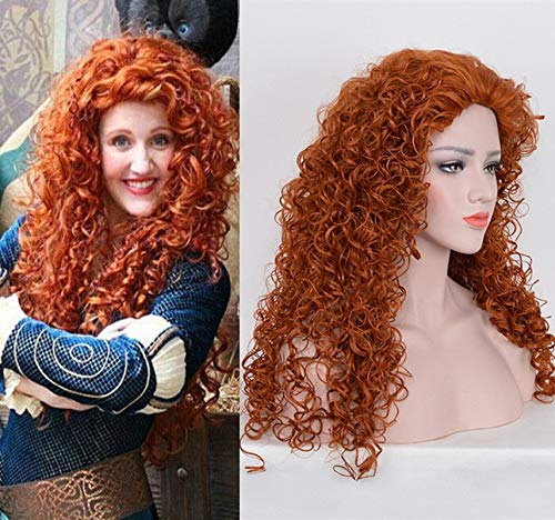 HBYLEE-Halloween women Brave Lengend women Merida cosplay wig Orange Long wavy hair wig costumes[Farbe:-] von HBYLEE