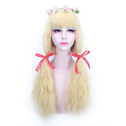 HBYLEE- Harajuku Lolita Lange Wellenförmige Bang Perücke Hitzebeständige Synthetische Anime Cosplay Hellgrün Grau Blond Braun Perücken Für Frauen PL-307-2[Farbe:PL-307-2] von HBYLEE