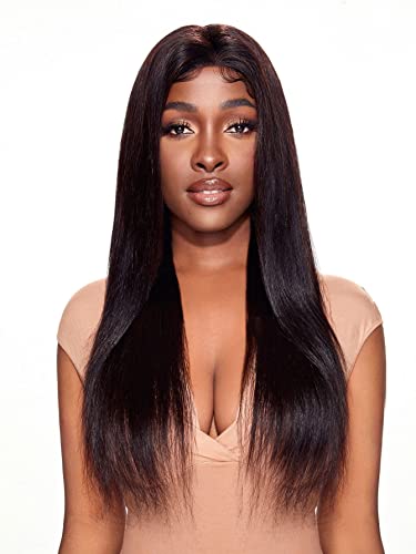 HBYLEE Human Hair Wigs for Women 4 * 4 Lace Front 150 Density Long Straight Human Hair Wig for Cocktail Party，Farbe：Black 150density 4 * 4/Größen：14 inch von HBYLEE