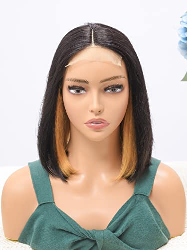 HBYLEE Human Lace Wigs 4 * 1 T-Part Lace Straight Synthetic Wig Human Hair Wig for Black Women ，Farbe：150Density 4 * 1/Größen：10 Inch von HBYLEE