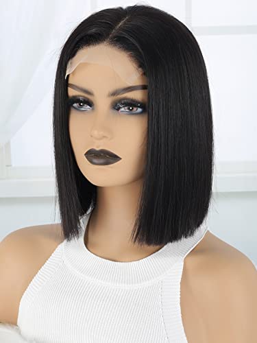 HBYLEE Human Lace Wigs 4 * 4 Lace Front Bob Straight Human Hair Wig for Black Women ，Farbe：140Density 4 * 4/Größen：8 Inch von HBYLEE