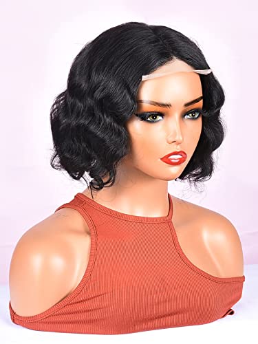 HBYLEE Human Lace Wigs Lace Front Short Human Hair Wig for Black Women ，Farbe：150Density 4 * 4 Black/Größen：8 Inch von HBYLEE