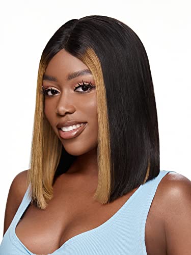 HBYLEE Human Lace Wigs T-Part Lace Front Short Straight Human Hair Wig for Black Women ，Farbe：150Density 13 * 4 * 1/Größen：6 Inch von HBYLEE