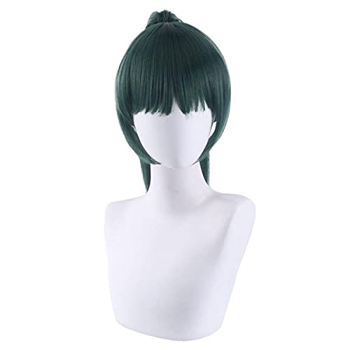 HBYLEE Jujutsu Kaisen Maki Zenin Cosplay 60cm dunkelgrüne Perücke Anime Cosplay Perücken Hitzebeständige synthetische Pferdeschwanzhaar Halloween Anime[Farbe:nach Plan] von HBYLEE