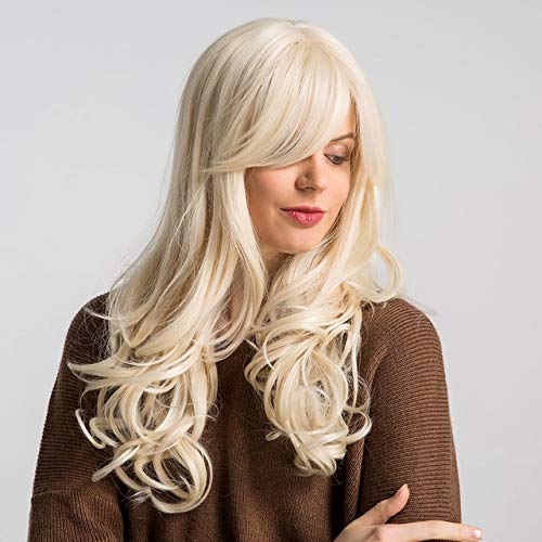 HBYLEE- Lange Blonde Brown Wellige Perücken Mit Pony Für Frauen Synthetische Schwarz Rot Weibliche Cosplay Natürliche Perücken Hitzebeständige Faser Haar Perücken LC188[Farbe:LC188] von HBYLEE