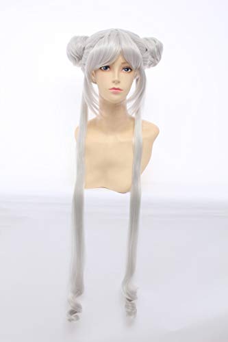 HBYLEE-Lanting Cosplay Wig Sailor Moon Tsukino Usagi Silvery White Styled Frauen Cosplay Party Fashion Anime Human Costume Full Wigs Silvery White[Farbe:Silver White ] von HBYLEE