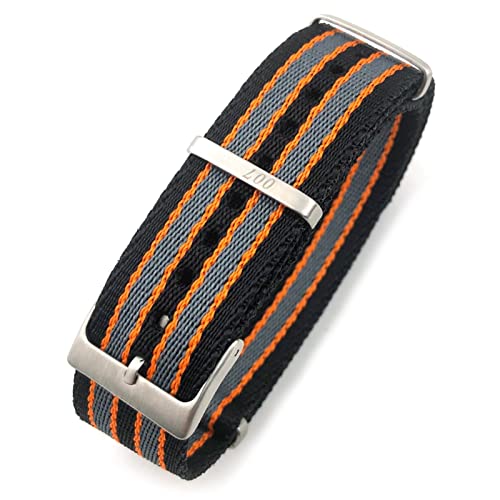 HBYLEE Nato-Uhrenarmband aus Nylon, 20 mm, 21 mm, speziell für Omega Watch Seamaster 007 Commander James Bond, weiches Canvas-Stoff（007 Black Orange，20 mm von HBYLEE