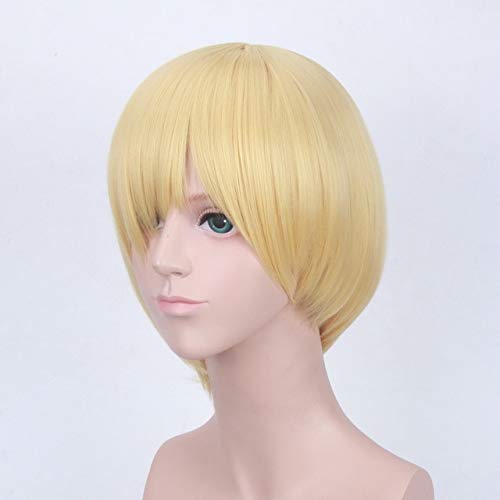 HBYLEE- Neue Ankunft YURI auf ICE Cosplay Perücke Katsuki Yuuri Victor Nikiforov Yuri Plisetsky Kurze Kunsthaarperücken Für Männer Perucas 30 cm gelb blond[Farbe:gelbe Blondine] von HBYLEE