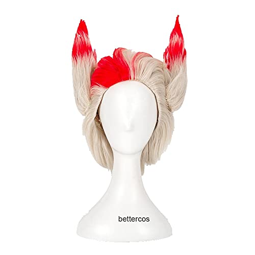 HBYLEE- Rakan Cosplay Perücke 30 cm Silber Mix Rot Hitzebeständige Synthetische Haarperücke + Perücke Mütze + Zwei Ohren[Farbe:Onecolor] von HBYLEE