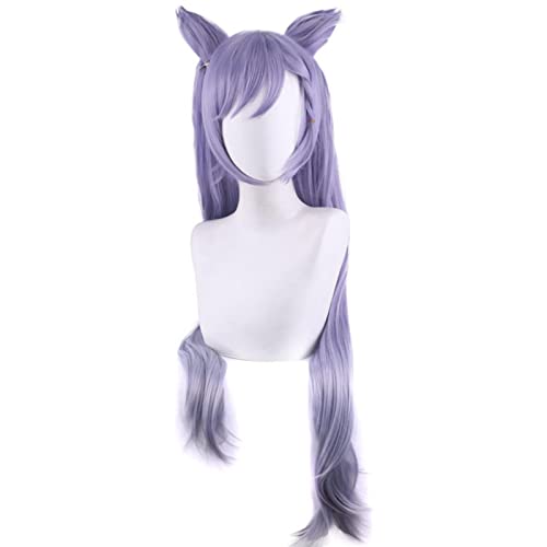 HBYLEE-Role Play Wig For Genshin Impact Wig Keqing Cosplay Purple Long Curly Ponytails Ears Horns Pigtails Cosplay Wigs[Farbe:purple] von HBYLEE