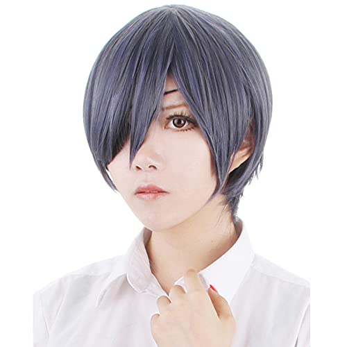 HBYLEE- Schwarz Butler Kuroshitsuji Ciel Phantomhive Kurzes Mixed Grey Blue Hitzebeständige Cosplay Kostüm Perücke + Eyepatch Eye Patch + Ring[Farbe:-] von HBYLEE