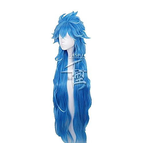HBYLEE- Twisted Wonderland Idia Shroud Cosplay Long Blue Curly Perücke + Perücke Cap Synthetische Haar Halloween Party Prop Mädcher Frauen[Farbe:Onecolor] von HBYLEE