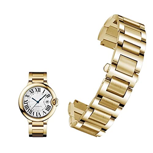 HBYLEE Uhrenarmband aus Edelstahl für Cartier Ballon Bleu Serie, 20 x 12 mm, 18 x 11 mm, 14 x 8 mm, W6920046, Armband für Damen und Herren（gold，20-12mm von HBYLEE