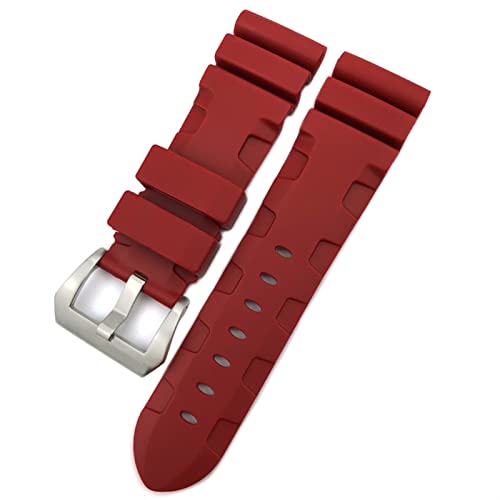 HBYLEE Uhrenarmband aus Gummi, 22 mm, 24 mm, 26 mm, Silikon, passend für Panerai-Armband, tauchfähig, PAM, grün, blau, wasserdicht（Rote Anstecknadel.，24 mm von HBYLEE