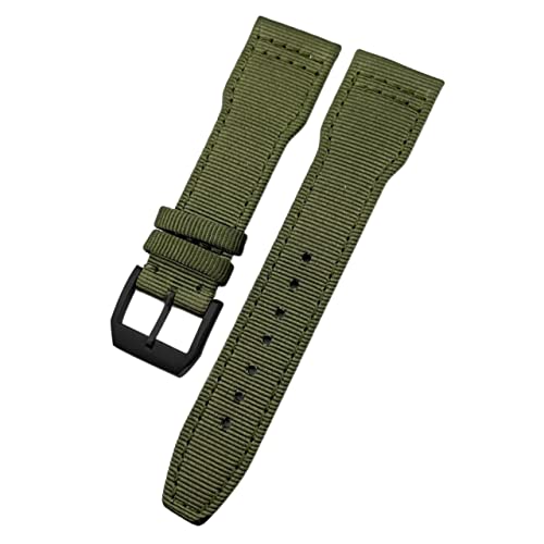 HBYLEE Uhrenarmband aus gewebtem Nylon, 20 mm, 21 mm, 22 mm, Faltschnalle, passend für IWC Pilot Mark Portugieser Portofino Armband（Grün, Grün, Schwarz，20 mm von HBYLEE