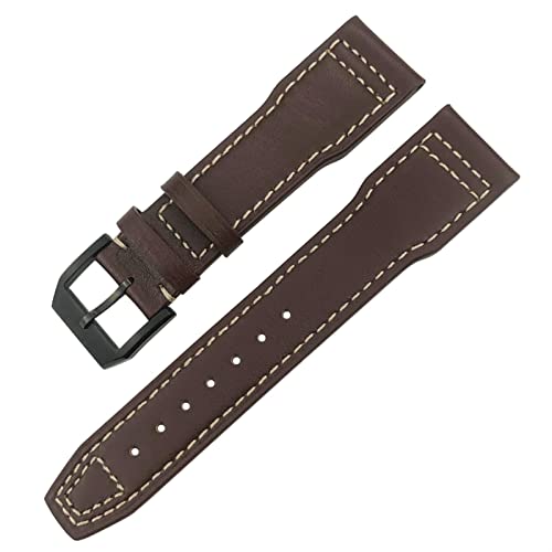 HBYLEE Uhrenarmband für IWC IW3777 IW3270 Mark 18 Big Pilot's Watch Armband aus weichem Rindsleder, 20 mm, 21 mm, 22 mm, Lederarmband（Braun Weiß Schwarz，22 mm von HBYLEE