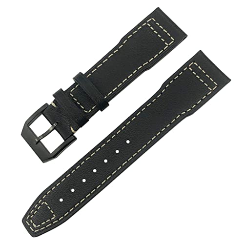 HBYLEE Uhrenarmband für IWC IW3777 IW3270 Mark 18 Big Pilot's Watch Armband aus weichem Rindsleder, 20 mm, 21 mm, 22 mm, Lederarmband（Schwarz Weiß Schwarz，20 mm von HBYLEE