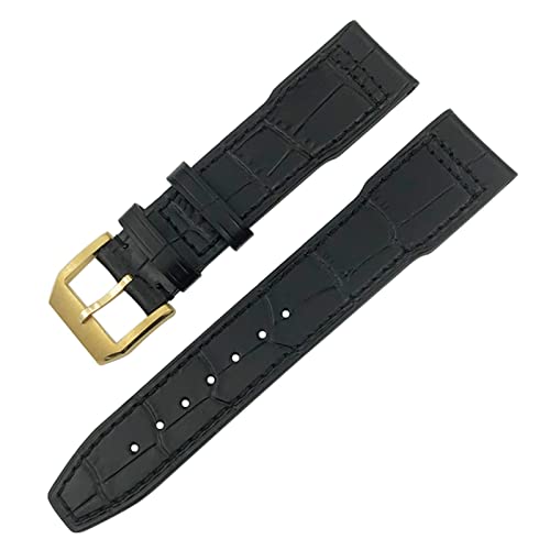 HBYLEE Uhrenarmband für IWC IW3777 IW3270 Mark 18 Big Pilot's Watch Armband aus weichem Rindsleder, 20 mm, 21 mm, 22 mm, Lederarmband（Schwarze Maserung, Gold，20 mm von HBYLEE