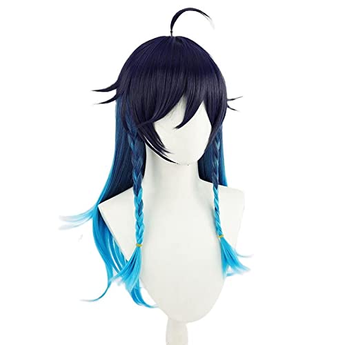 HBYLEE- Venti Wig Cosplay Costume Game Genshin Impact Venti Inazuma District Female 65cm Long Simulated Scalp Cosplay Hairpiece[Farbe:-] von HBYLEE