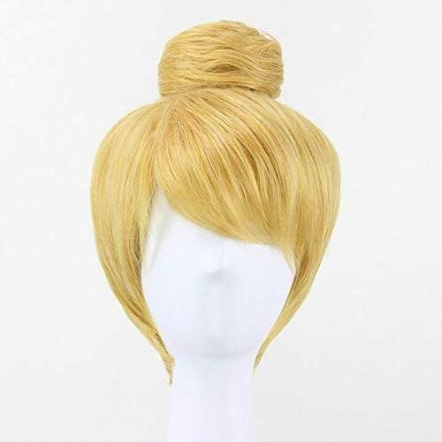 HBYLEE Wig Anime Cosplay 30cm Short Blonde Cosplay Wig Fairy Tinker Bell Full Hair Wigs Princess Tinkerbell Adult Size Synthetic+Wig Cap[Farbe:nach Plan] von HBYLEE