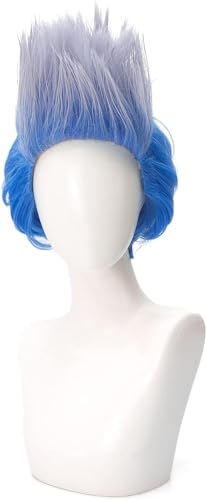 HBYLEE-Wig Anime Cosplay Anime Descendants 3 Perücke, Hades Perücke, blaues Farbverlauf-Kurzhaar for Halloween, Party-Perücke + Mütze[Farbe:Blaue ] von HBYLEE