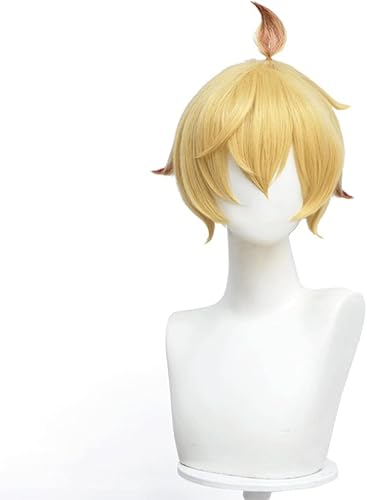 HBYLEE Wig Anime Cosplay Anime Genshin Impact Mika Cosplay Perücke Gelb Kurzhaar Perücke Kostüm Halloween Perücke for Kostümparty[Farbe:One Color] von HBYLEE