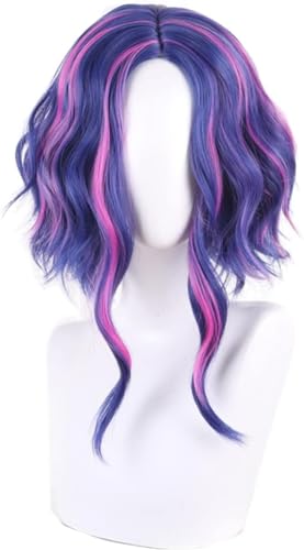 HBYLEE Wig Anime Cosplay Anime Lady Nagant Cosplay Perücke, Kurze gewellte Blaue lila rosa Haare Halloween Kostüm Party Rollenspiel Perücke + Kappe[Farbe:nach Plan] von HBYLEE