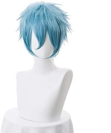 HBYLEE- Wig Anime Cosplay Anime My Hero Academia Boku no Hiro Akademia Shigaraki Tomura Wigs Short Gray Blue Mixed Curly Cosplay Wig + Wig Cap[Farbe:-] von HBYLEE