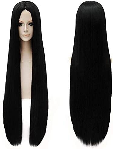 HBYLEE-Wig Anime Cosplay Anime One Piece 70/80/100 cm Boa Hancock Schwarz Lange gerade Schlange Ohrringe Cosplay Kopfbedeckung Kunsthaar + Gratis Perückenkappe 100 cm[Farbe:-] von HBYLEE