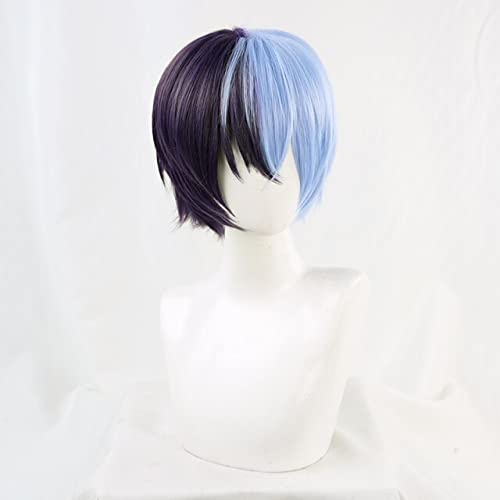 HBYLEE- Wig Anime Cosplay Aoyagi Touya Cosplay Perücke blau lila gemischt kurz hitzebeständig Kunsthaar Halloween Rollenspiel Karneval Party + Perückenkappe[Farbe:-] von HBYLEE