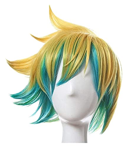 HBYLEE Wig Anime Cosplay Ezreal Anime Cosplay Perücke Hitzebeständige Faser Kurzes Lockiges Haar Synthetische Perücke Vollkostüm Perücke Grau Blau Rosennetzperücke[Farbe:Onecolor] von HBYLEE