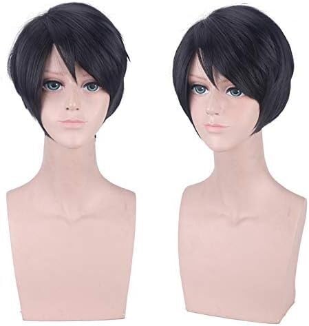 HBYLEE-Wig Anime Cosplay Halloween Mode Weihnachten Party Dress Up Perücke Cos Perücke Love And Producer Mobile Game Li Zeyan Schwarz Diagonale Kurze Perücke + Kappe[Farbe:-] von HBYLEE