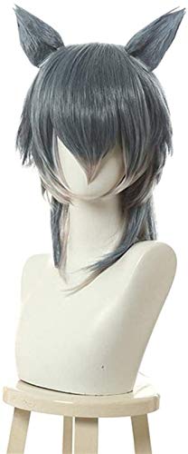 HBYLEE Wig Anime Cosplay KEEBON Beastars Legoshi Cosplay Perücken Wolf Mix Grau Kurz Herren Cosplay Perücke mit Ohren Helloween Hitzebeständiges Kunsthaar[Farbe:Onecolor] von HBYLEE