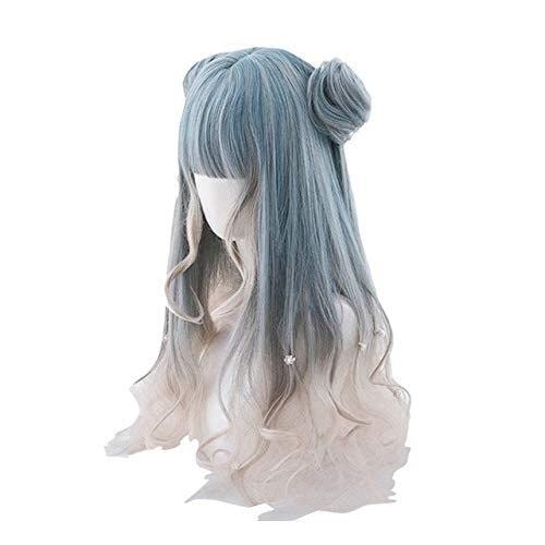 HBYLEE- Wig Anime Cosplay L-email Wig Long Gradient Lolita Wigs Wavy Woman Hair Cosplay Wig with Buns Halloween Heat Resistant Synthetic Hair 23inches Muli Color[Farbe:Gradient Lolita] von HBYLEE
