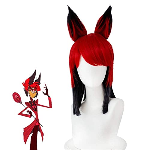 HBYLEE- Wig Anime Cosplay New Hazbin Cosplay Hotel Alastor Cosplay Perücken Hair Requisiten Halloween Karneval Weihnachten Kostüme Zubehör + Wig Mütze[Farbe:nach Plan] von HBYLEE