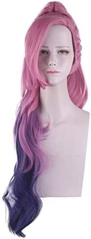 HBYLEE- Wig Anime Cosplay Perücke for Anime Perücken Cosplay Weihnachten Cosplay Perücke LOL Kda Seraphine Pink Gradient Dreifarbiger Pferdeschwanz[Farbe:Pink Gradient] von HBYLEE