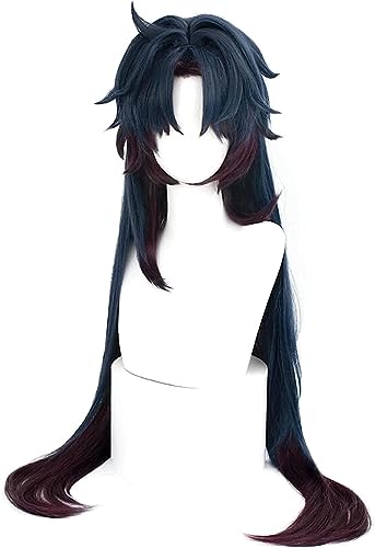 HBYLEE-Wig Anime Cosplay Perücke for Honkai Star Rail Blade Cosplay Perücke Männer Anime Party Dunkelblau Braun Rot Synthetische Haar Mit Ahoge [Farbe:] von HBYLEE