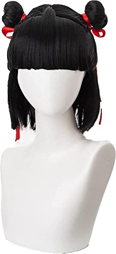 HBYLEE- Wig Anime Cosplay Perücken !!Film Ne Zha Cosplay Vertrauter Jugendversionsstil Süßes Double-Buns Unisex-Rollenspielzubehör[Farbe:Onecolor] von HBYLEE