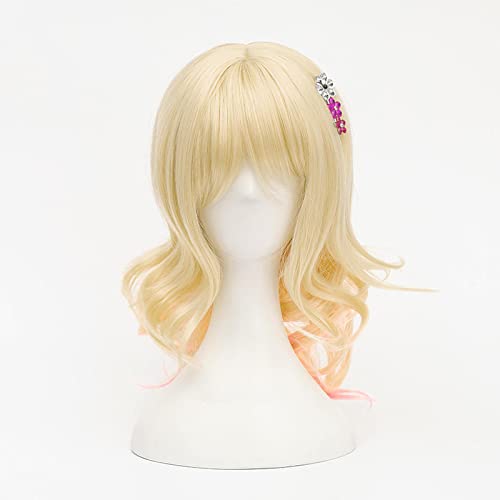 HBYLEE- Wig Anime Cosplay Rollenspiel for diabolische Liebhaber, Cosplay-Perücke, Komori, Yui, hellblond, mit rosa Cos-Perücken mit Haarnadel[Farbe:Blond ] von HBYLEE