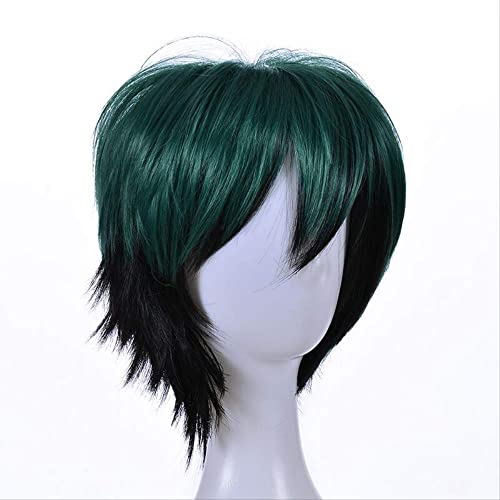 HBYLEE- Wig Anime Cosplay Rose Net Japanese Anime Cosplay My Hero Academy Green Valley Out Long Green Black Gradient Cosplay Wig[Farbe:Green Black Gradient] von HBYLEE